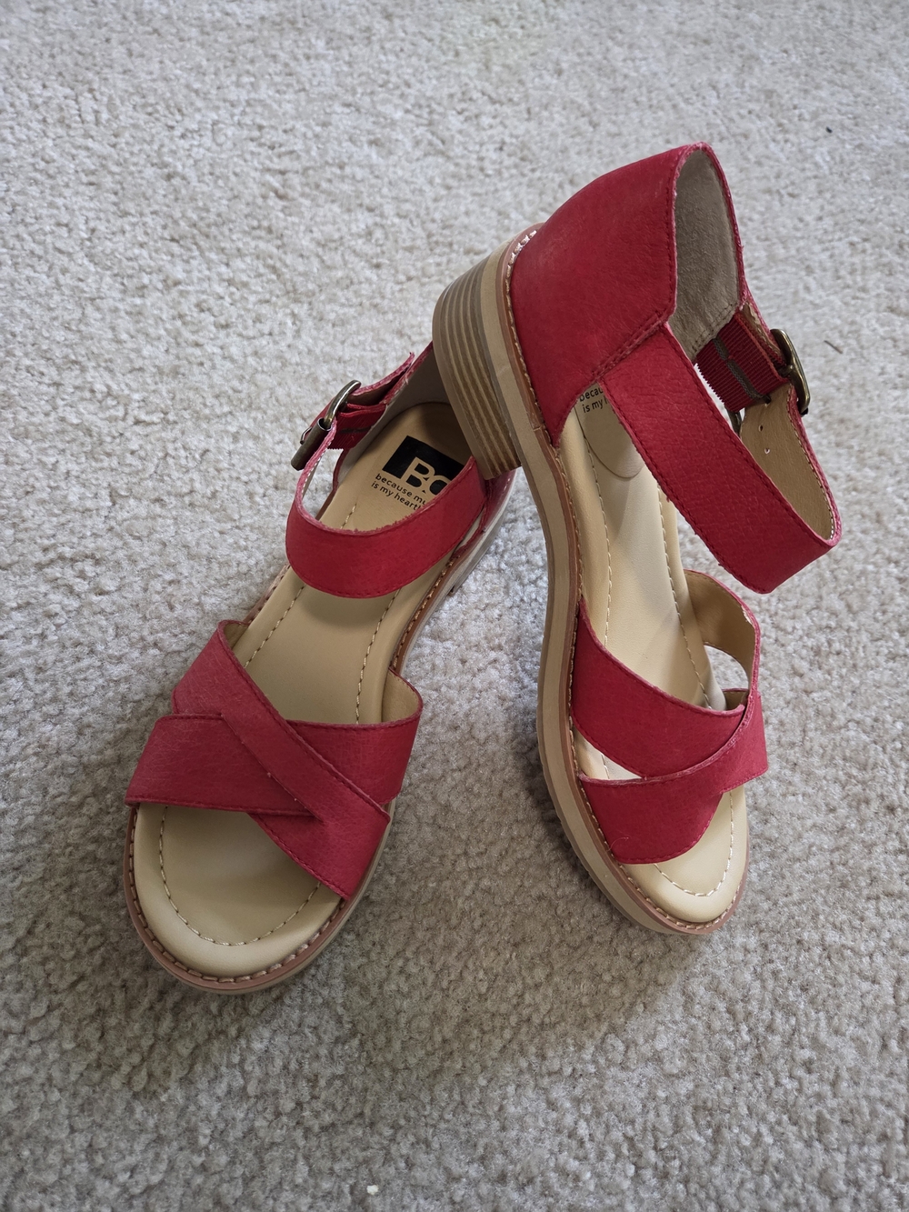 BC Footwear Red Suede Strappy Sandals